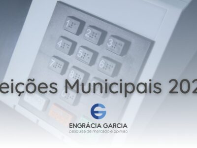 Foto da urna eletronica com o logo da Engracia Pesquisa e um escrito em evidencia "Eleições Municipais de 2024"